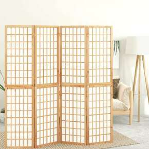 Shumee Zložljiv 4-delni paravan japonski stil 160x170 cm bele barve