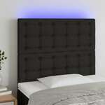 Greatstore LED posteljno vzglavje črno 100x5x118/128 cm blago