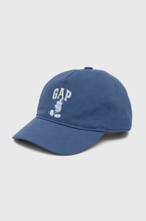 Otroška bombažna bejzbolska kapa GAP x Disney - modra. Kapa s šiltom vrste baseball iz kolekcije GAP. Model izdelan iz tkanine s potiskom.