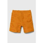 Otroške bombažne kratke hlače Guess oranžna barva - oranžna. Otroški kratke hlače iz kolekcije Guess, izdelane iz rahlo elastičnega materiala, ki zagotavlja udobje in svobodo gibanja. Model iz visokokakovostnega in trajnostnega materiala.