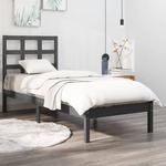 Greatstore Okvir za posteljo, siv, masivni les, 75x190 cm, enojni