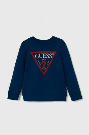 Otroški bombažen pulover Guess - modra. Otroški pulover iz kolekcije Guess