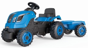 Modri pohodni traktor Smoby Farmer XL z vozičkom