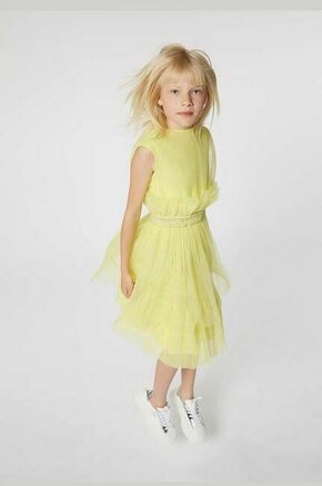 Otroška obleka Karl Lagerfeld rumena barva - rumena. Otroški obleka iz kolekcije Karl Lagerfeld. Raven model