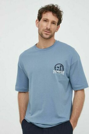Bombažna kratka majica Drykorn moški - modra. Kratka majica iz kolekcije Drykorn