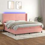 Box spring postelja z vzmetnico LED roza 200x200 cm žamet - vidaXL - roza - 94,09 - 200 x 200 cm - vidaXL