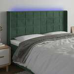 shumee LED posteljno vzglavje temno zeleno 203x16x118/128 cm žamet