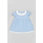 Otroška bombažna obleka zippy - modra. Obleka za dojenčke iz kolekcije zippy. Nabran model izdelan iz tanke, rahlo elastične pletenine.