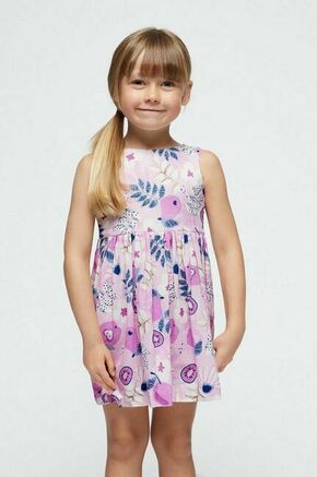 Otroška bombažna obleka Mayoral vijolična barva - vijolična. Otroški obleka iz kolekcije Mayoral. Model izdelan iz vzorčastega materiala. Model iz izjemno udobne bombažne tkanine.