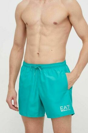 Kopalne kratke hlače EA7 Emporio Armani zelena barva - turkizna. Kopalne kratke hlače iz kolekcije EA7 Emporio Armani