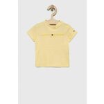 Otroška bombažna kratka majica Tommy Hilfiger rumena barva - rumena. Otroški Lahkotna kratka majica iz kolekcije Tommy Hilfiger. Model izdelan iz tanke, elastične pletenine. Nežen material, prijeten na dotik.