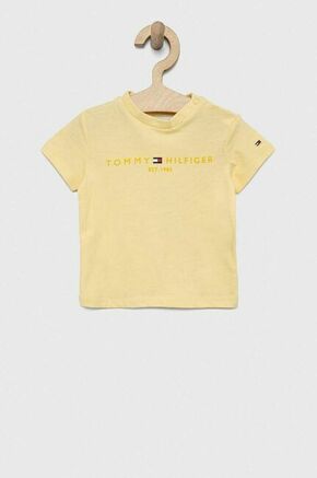 Otroška bombažna kratka majica Tommy Hilfiger rumena barva - rumena. Otroški Lahkotna kratka majica iz kolekcije Tommy Hilfiger. Model izdelan iz tanke