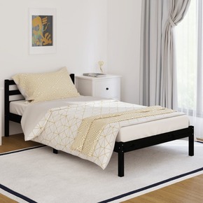Shumee 810424 Bed Frame Solid Wood Pine 100x200 cm Black