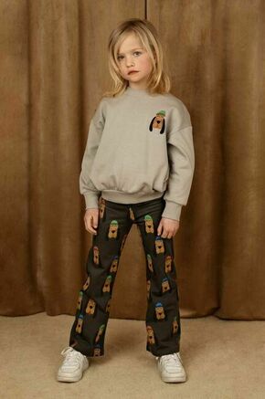 Otroške hlače Mini Rodini siva barva - siva. Otroški hlače iz kolekcije Mini Rodini. Model izdelan iz vzorčaste pletenine.