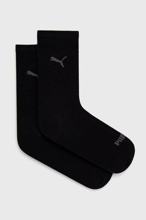 Puma nogavice (2-pack) - črna. Visoke nogavice iz kolekcije Puma. Model izdelan iz enobarvnega materiala. V kompletu sta dva para.