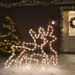 vidaXL Božični severni jelen LED 2 kosa toplo bel 57x55x4,5 cm