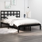 Greatstore Okvir za posteljo, masivni les, črna barva, 120x190 cm, dvoposteljna