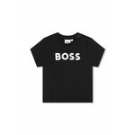 Kratka majica za dojenčka BOSS črna barva - črna. Kratka majica za dojenčka iz kolekcije BOSS. Model izdelan iz udobne pletenine.