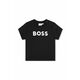 Kratka majica za dojenčka BOSS črna barva - črna. Kratka majica za dojenčka iz kolekcije BOSS. Model izdelan iz udobne pletenine.