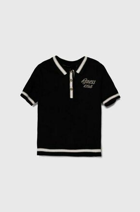 Otroška kratka majica Guess črna barva - črna. Otroške kratka majica iz kolekcije Guess. Model izdelan iz debele