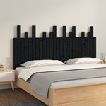 vidaXL Stensko posteljno vzglavje črno 159,5x3x80 cm trdna borovina
