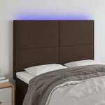 Greatstore LED posteljno vzglavje rjavo 144x5x118/128 cm umetno usnje