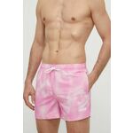 Kopalne kratke hlače HUGO roza barva - roza. Kopalne kratke hlače iz kolekcije HUGO. Model izdelan iz vzorčaste tkanine.