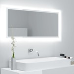 shumee Kopalniško ogledalo LED belo visoko sijajno 100x8,5x37 cm