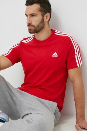 Bombažna kratka majica adidas rdeča barva - rdeča. Kratka majica iz kolekcije adidas. Model izdelan iz elastične pletenine. Visokokakovosten material