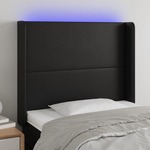 Vidaxl LED posteljno vzglavje črno 83x16x118/128 cm umetno usnje