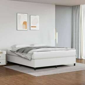 Shumee Box spring posteljni okvir bel 160x200 cm umetno usnje