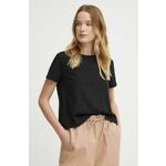 Bombažna kratka majica Sisley ženski, črna barva - črna. Kratka majica iz kolekcije Sisley, izdelana iz tanke, elastične pletenine. Model iz izjemno udobne bombažne tkanine.