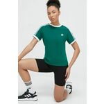 Kratka majica adidas Originals ženski, zelena barva - zelena. Lahkotna kratka majica iz kolekcije adidas Originals, izdelana iz pletenine, prijetne na otip. Model iz izjemno udobne tkanine z visoko vsebnostjo bombaža.