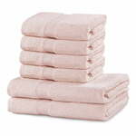 Komplet 2 rožnatih kopalnih brisač in 4 brisač DecoKing Marina