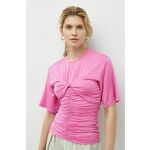 Kratka majica Gestuz roza barva - roza. Kratka majica iz kolekcije Gestuz, izdelana iz enobarvne pletenine. Zelo elastičen material zagotavlja popolno svobodo gibanja.