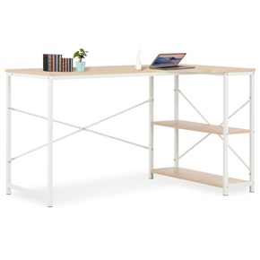 VidaXL Računalniška miza bela in hrast 120x72x70 cm