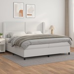 Box spring postelja z vzmetnico bela 200x200 cm umetno usnje - vidaXL - Bela - 96,43 - 200 x 200 cm - vidaXL