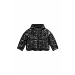 Otroška jakna Michael Kors črna barva - črna. Jakna iz kolekcije Michael Kors. Podloženi model izdelan iz vzorčastega materiala.