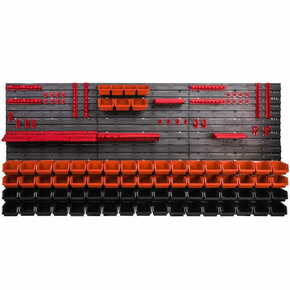 Botle Delavniški panel za orodja 173 x 78 cm z 75 kos Škatla viseče Oranžna in Črna škatle plastika XL