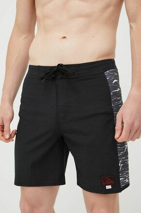 Kopalne kratke hlače Quiksilver X Stranger Things črna barva - črna. Kopalne kratke hlače iz kolekcije Quiksilver. Model izdelan iz tanke