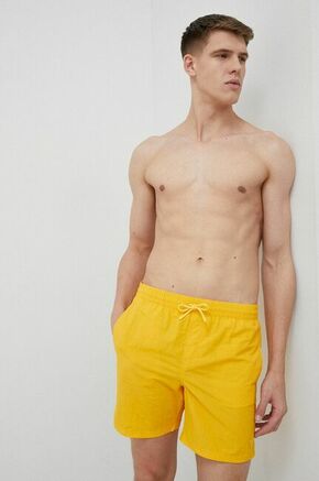 Kopalne kratke hlače Guess rumena barva - rumena. Kopalne kratke hlače iz kolekcije Guess. Model izdelan iz enobarvnega materiala. Izjemno zračen