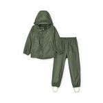 Otroški komplet za zaščito pred dežjem Liewood zelena barva - zelena. Otroški suknjič in hlače iz kolekcije Liewood. Nepodložen model, izdelan iz gladkega materiala.