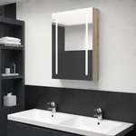vidaXL LED kopalniška omarica z ogledalom hrast 50x13x70 cm