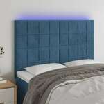 Greatstore LED posteljno vzglavje temno modro 144x5x118/128 cm žamet