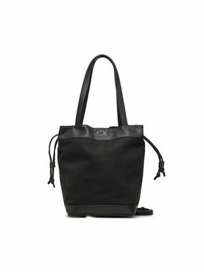 Torbica Calvin Klein črna barva - črna. Srednje velika torbica iz kolekcije Calvin Klein. na zapenjanje model izdelan iz ekološkega usnja.