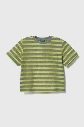 Otroška bombažna kratka majica United Colors of Benetton siva barva - siva. Otroške kratka majica iz kolekcije United Colors of Benetton