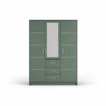 Zelena garderobna omara z ogledalom 147x200 cm Burren - Cosmopolitan Design
