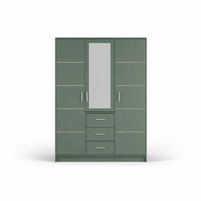 Zelena garderobna omara z ogledalom 147x200 cm Burren - Cosmopolitan Design