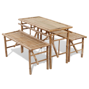 VidaXL Zložljiv set za piknik iz bambusa miza in 2 klopi