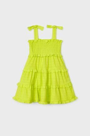 Otroška obleka Mayoral zelena barva - zelena. Otroška Obleka iz kolekcije Mayoral. Raven model izdelan iz enobarvne tkanine.